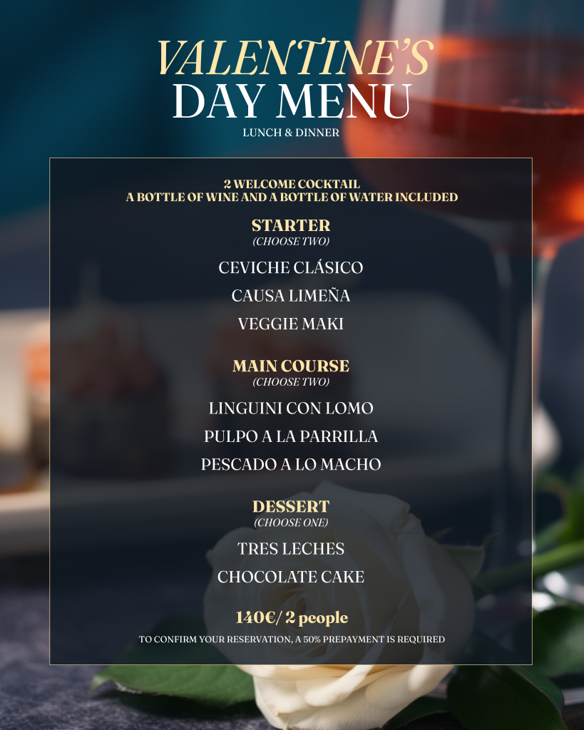 Valentines Day Menu Machu Picchu Malta